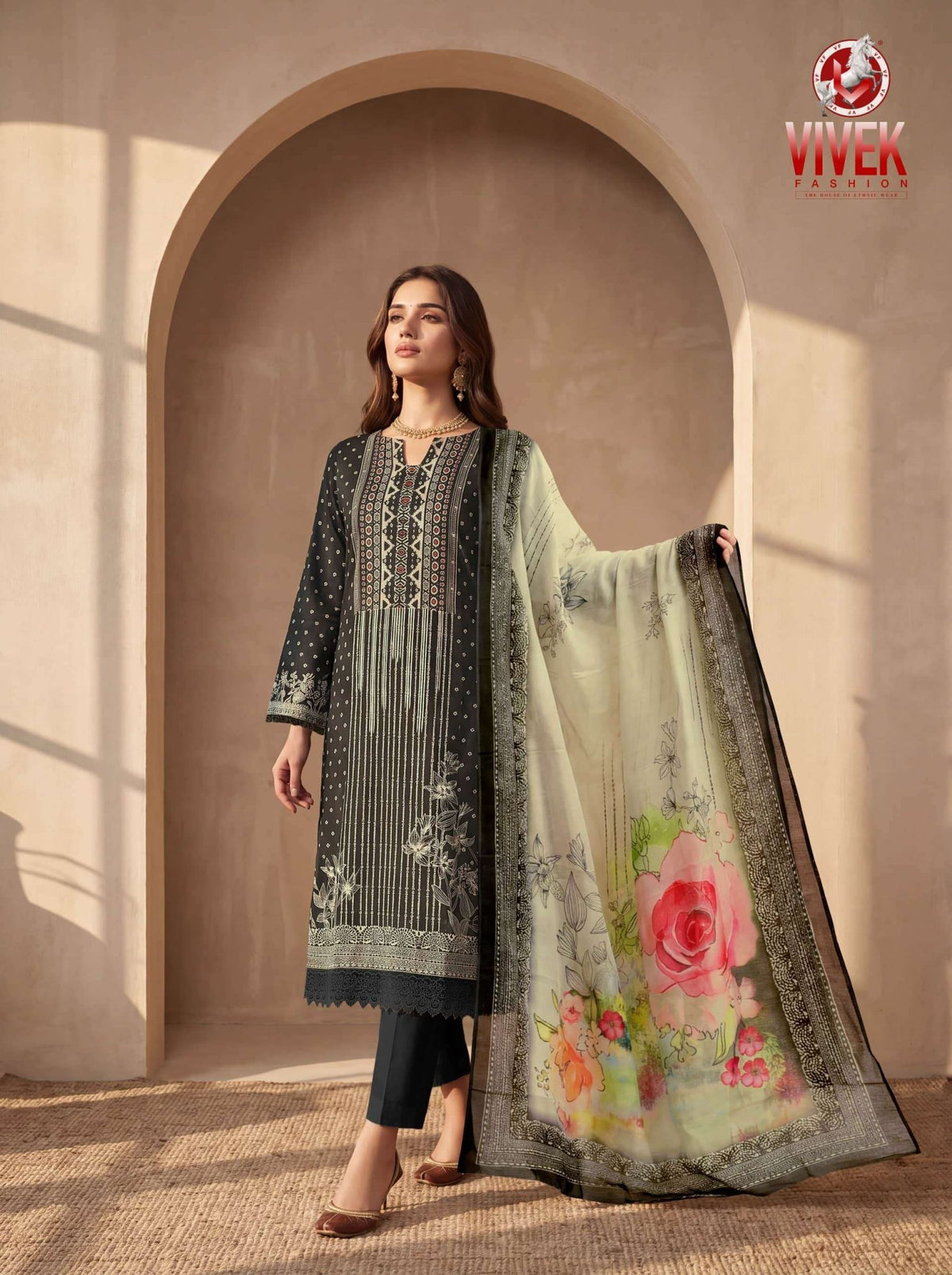 Vivek Fashion D-531 Premium Muslin Dress Material - Amrah Wholesale