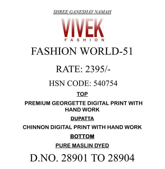 Vivek Fashion Fashion World Vol 51 Premium Georgette Dress Material