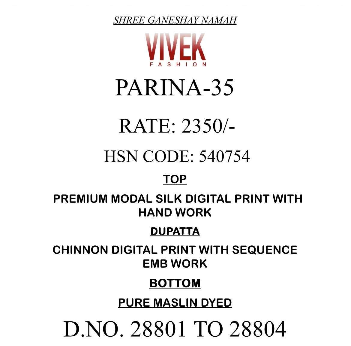 Vivek Fashion Parina Vol 35 Premium Modal Silk Dress Material - Amrah Wholesale
