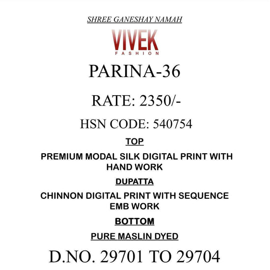 Vivek Fashion Parina Vol 36 Premium Modal Silk Dress Material - Amrah Wholesale