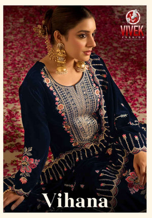 Vivek Fashion Vihana Velvet Embroidery Dress Material