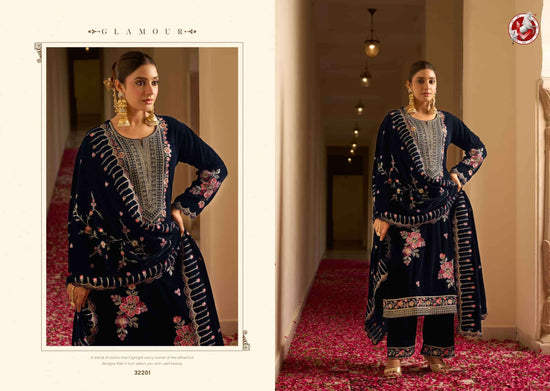 Vivek Fashion Vihana Velvet Embroidery Dress Material