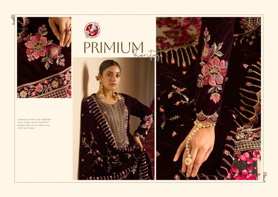 Vivek Fashion Vihana Velvet Embroidery Dress Material