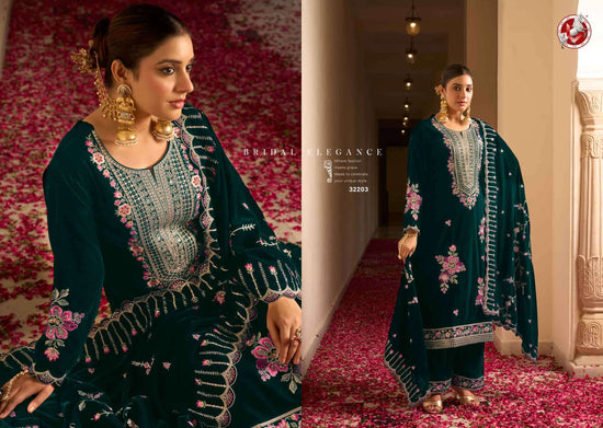 Vivek Fashion Vihana Velvet Embroidery Dress Material