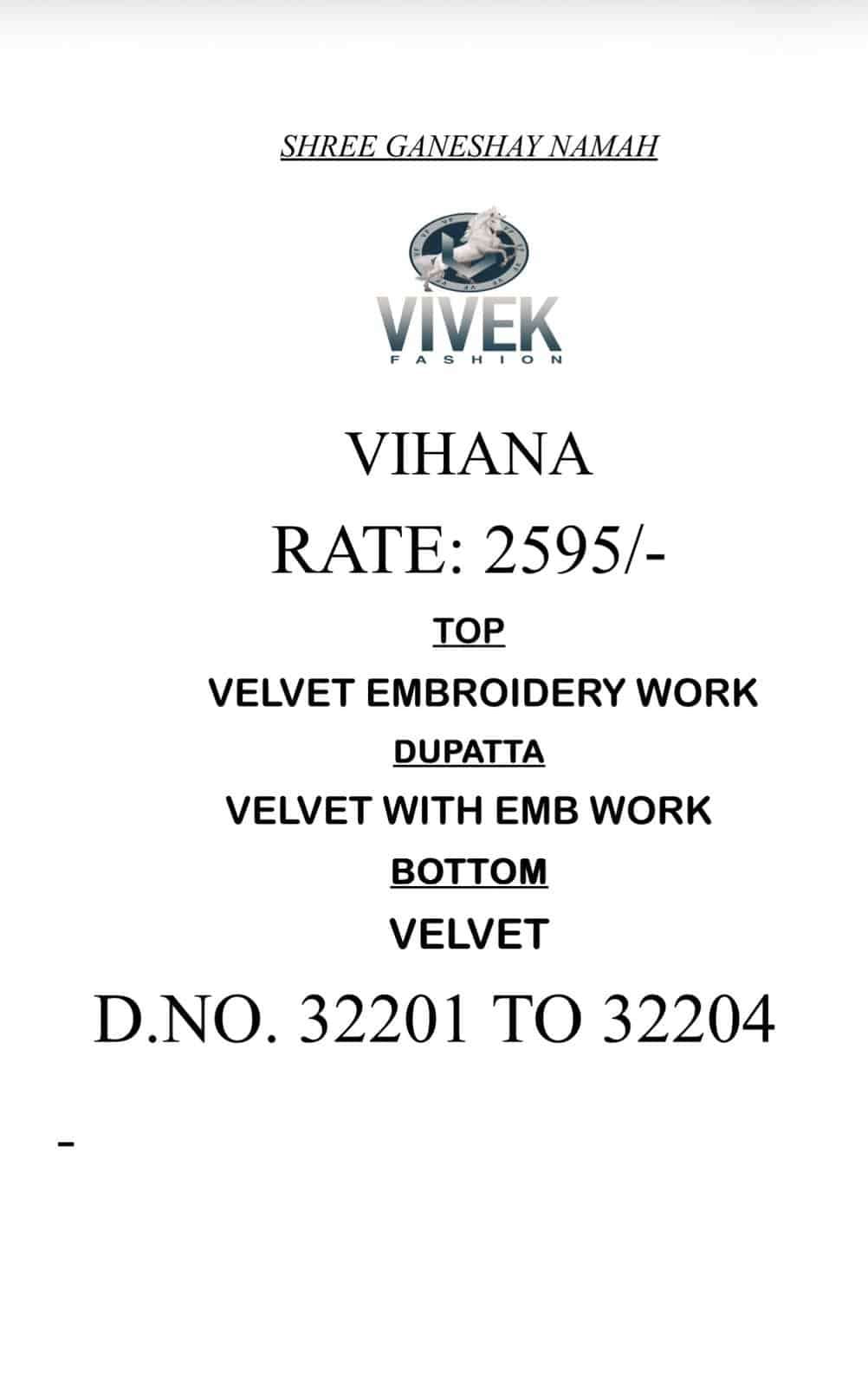 Vivek Fashion Vihana Velvet Embroidery Dress Material - Amrah Wholesale