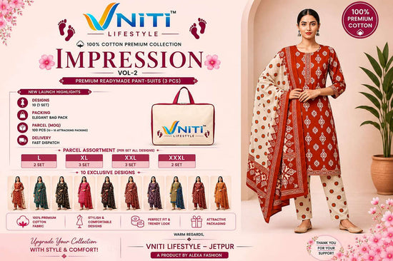 Vniti Lifestyle Impression Vol 2 Cotton Kurti Pant Dupatta Set