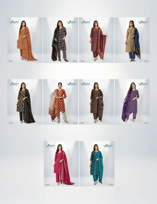 Vniti Lifestyle Impression Vol 2 Cotton Kurti Pant Dupatta Set