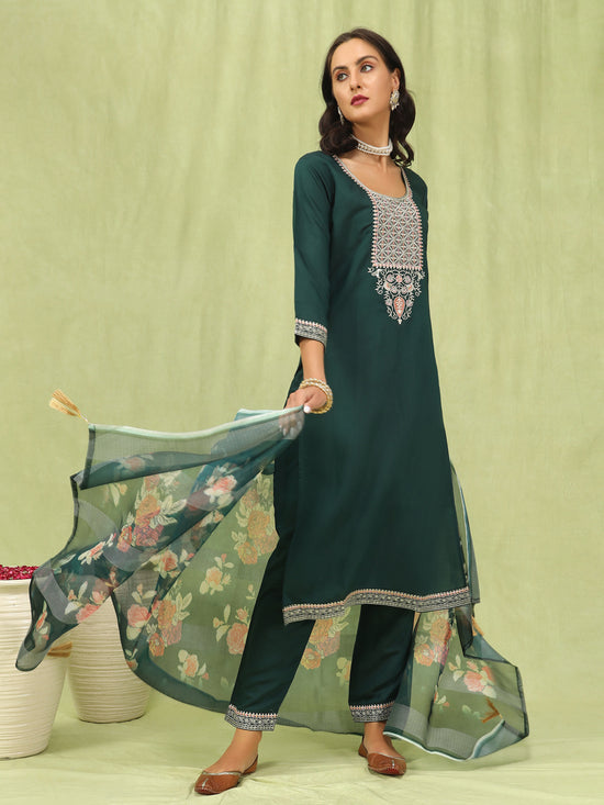 Vp 9583 Viscose Roman Silk Embroidered Straight Kurti Set