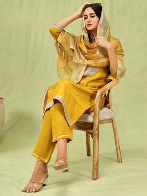 Vp 9585 Viscose Roman Silk Kurta Pant Dupatta Set