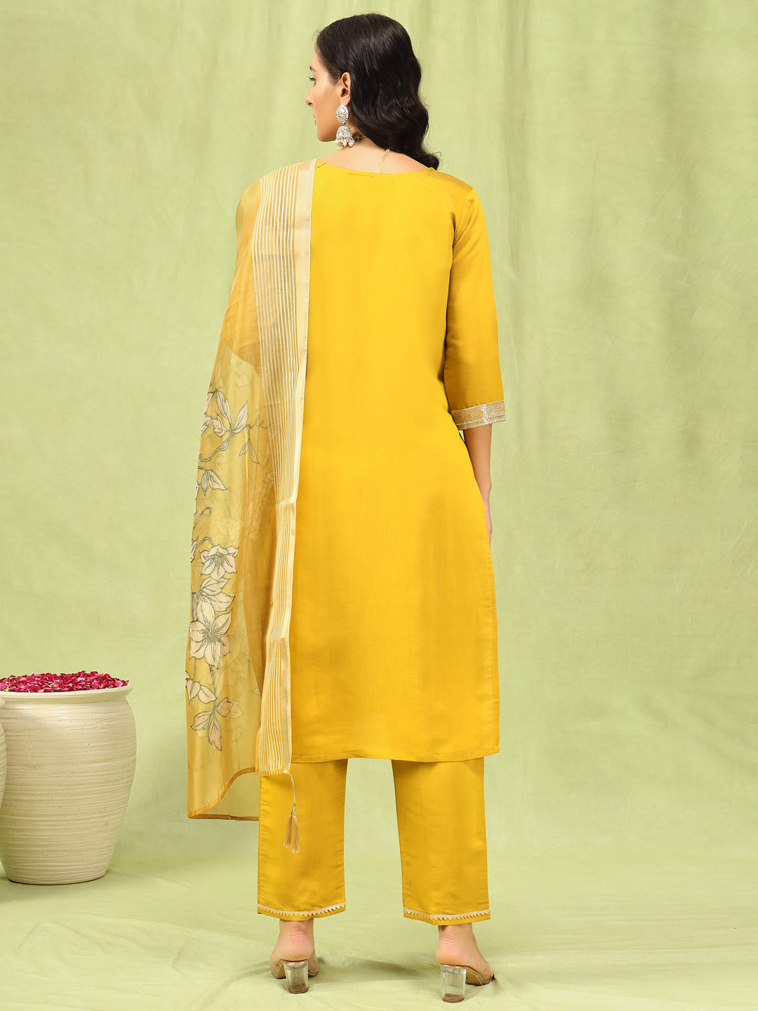 Vp 9585 Viscose Roman Silk Kurta Pant Dupatta Set
