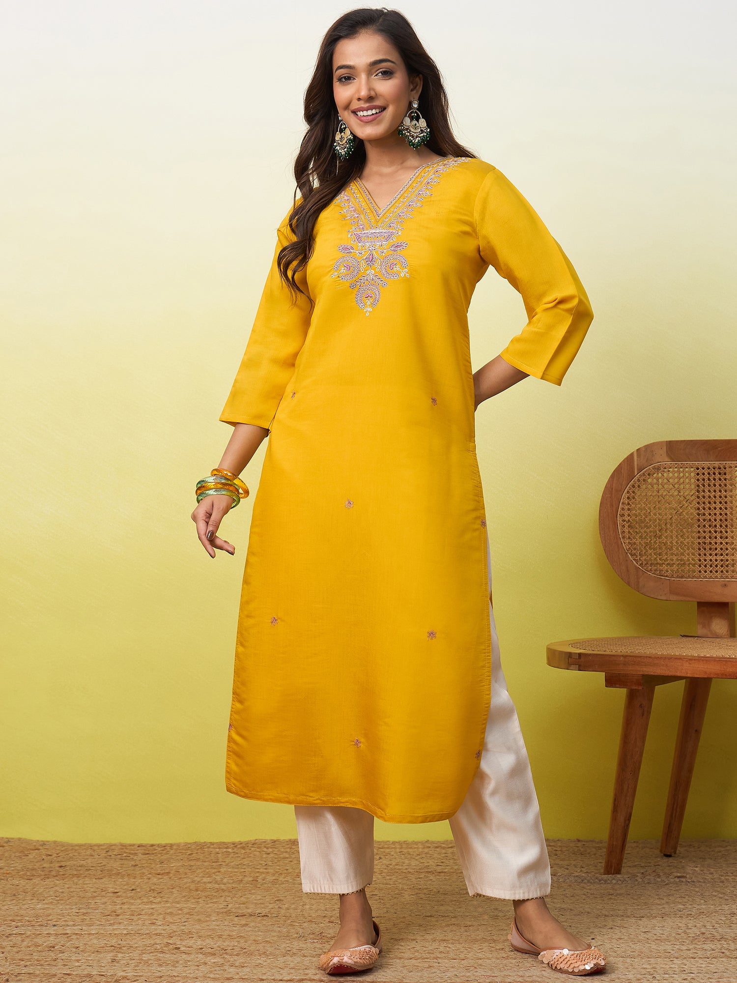Vp 9877 Viscose Roman Silk Embroidered Kurti - Amrah Wholesale