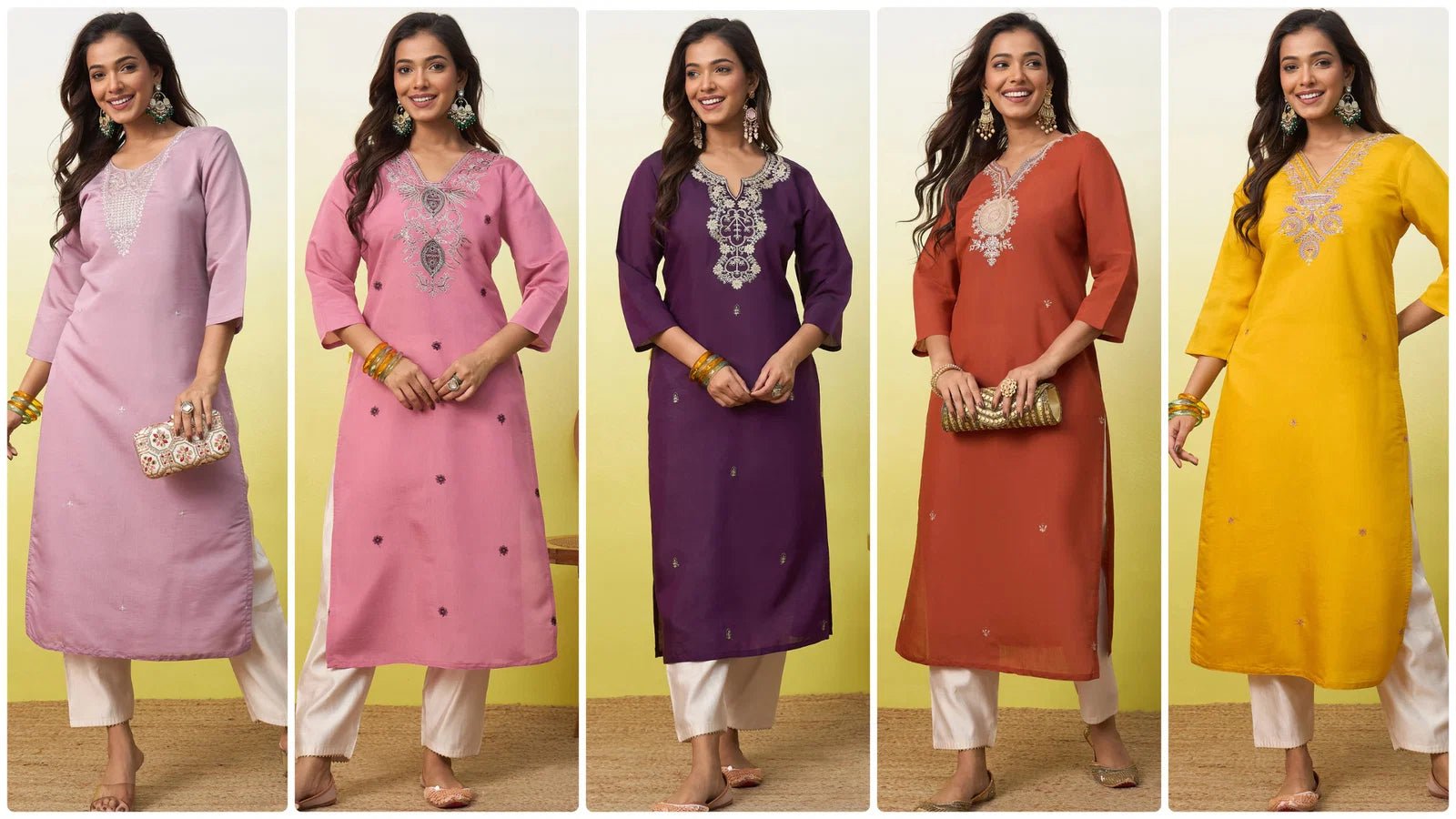 Vp 9877 Viscose Roman Silk Embroidered Kurti - Amrah Wholesale