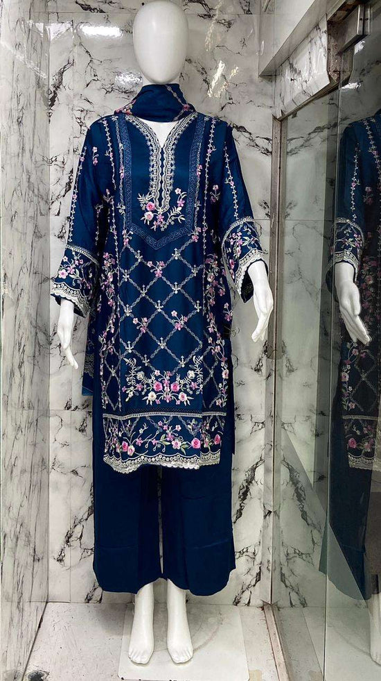 VS.Fashion 2707 Rayon Satin Embroidered Pakistani Suit Set