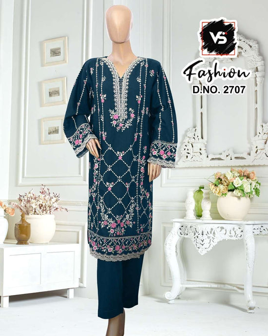 VS.Fashion 2707 Rayon Satin Embroidered Pakistani Suit Set