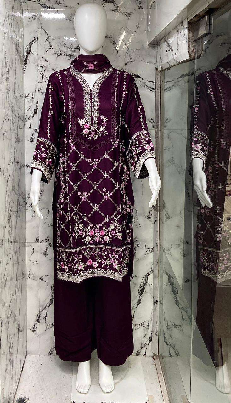 VS.Fashion 2707 Rayon Satin Embroidered Pakistani Suit Set