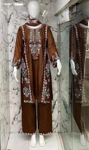 VS.FASHION 2730 Rayon Satin Embroidered Pakistani Suit Set