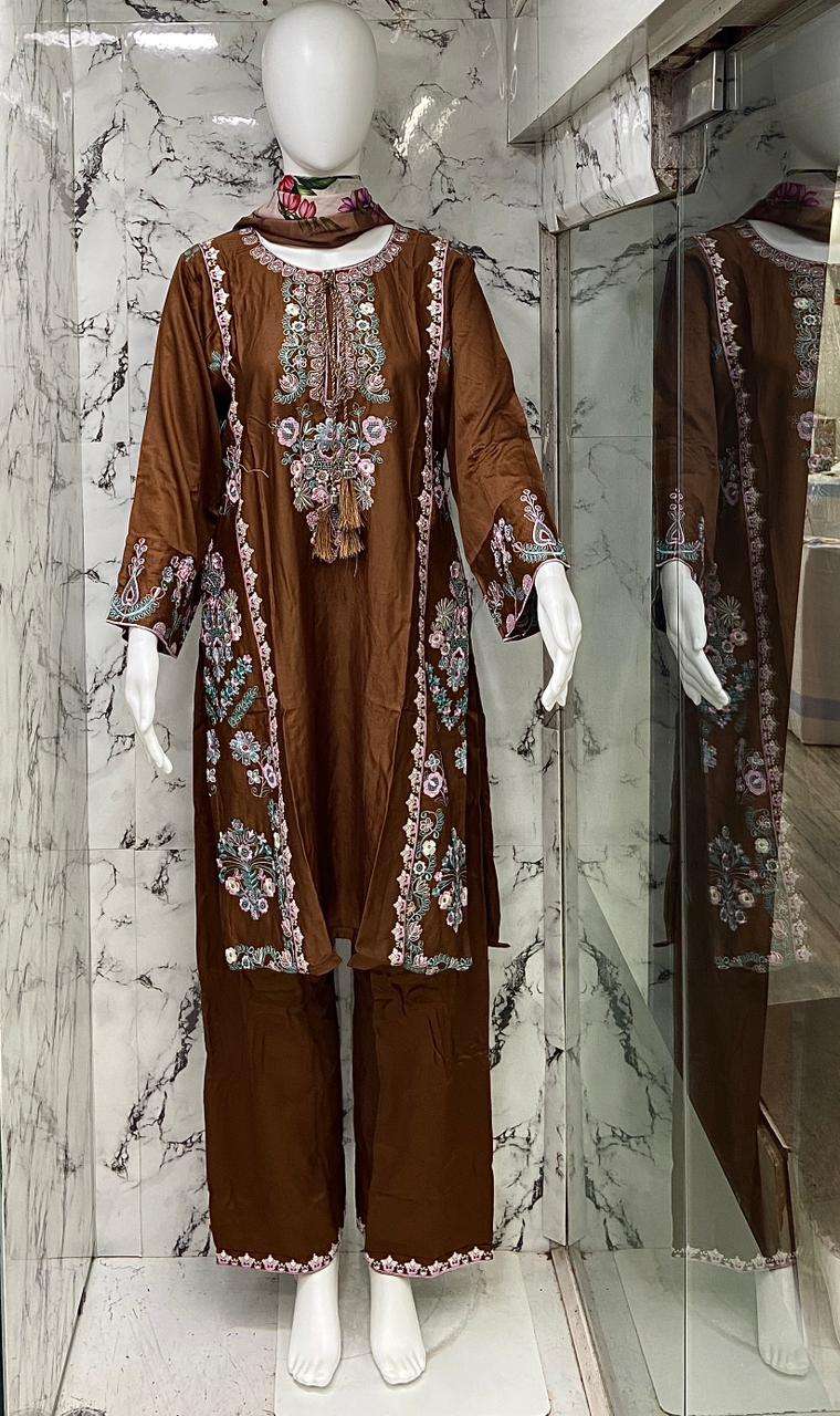 VS.FASHION 2730 Rayon Satin Embroidered Pakistani Suit Set - Amrah Wholesale