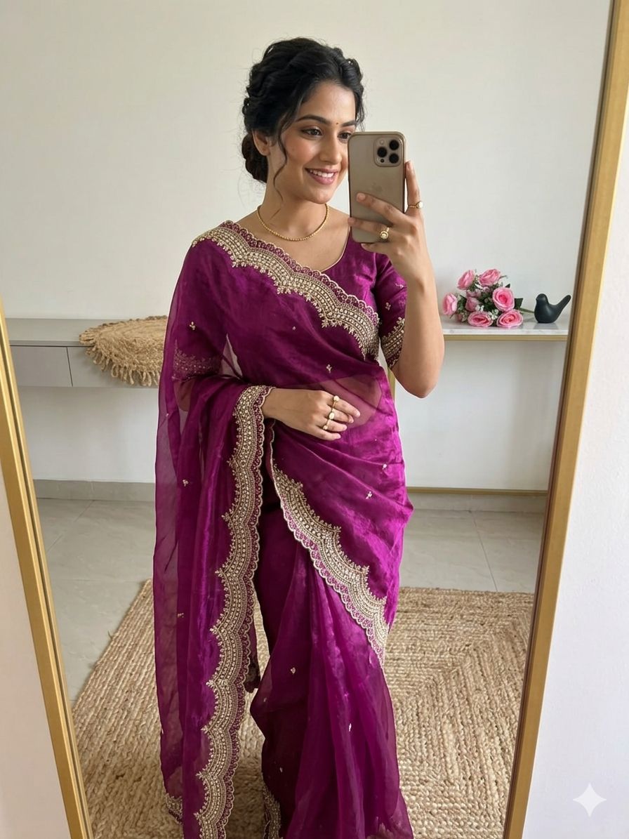 VT 863 T Fandy Satin Silk Embroidered Saree - Amrah Wholesale