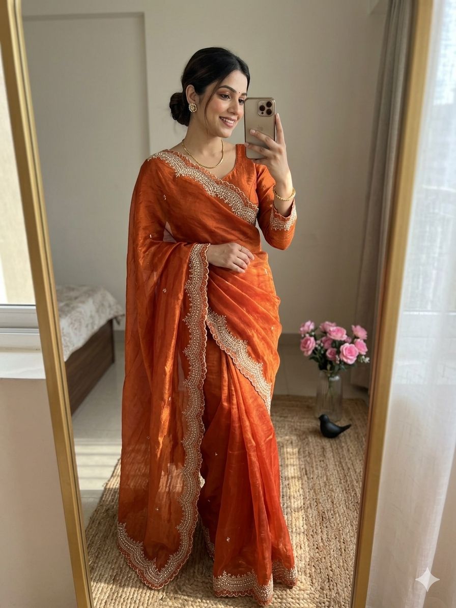 VT 863 T Fandy Satin Silk Embroidered Saree - Amrah Wholesale