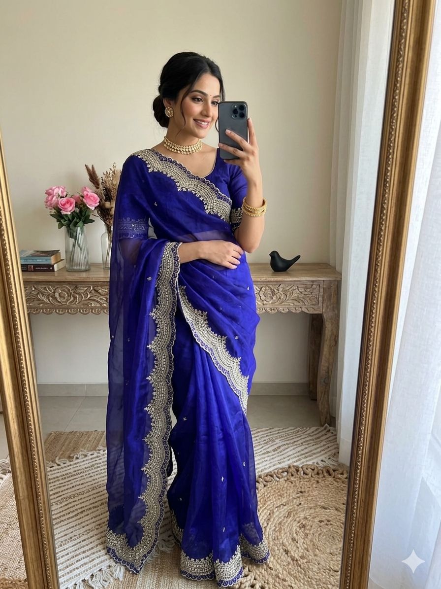 VT 863 T Fandy Satin Silk Embroidered Saree - Amrah Wholesale