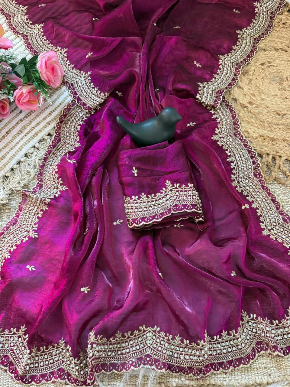 VT 863 T Fandy Satin Silk Embroidered Saree - Amrah Wholesale