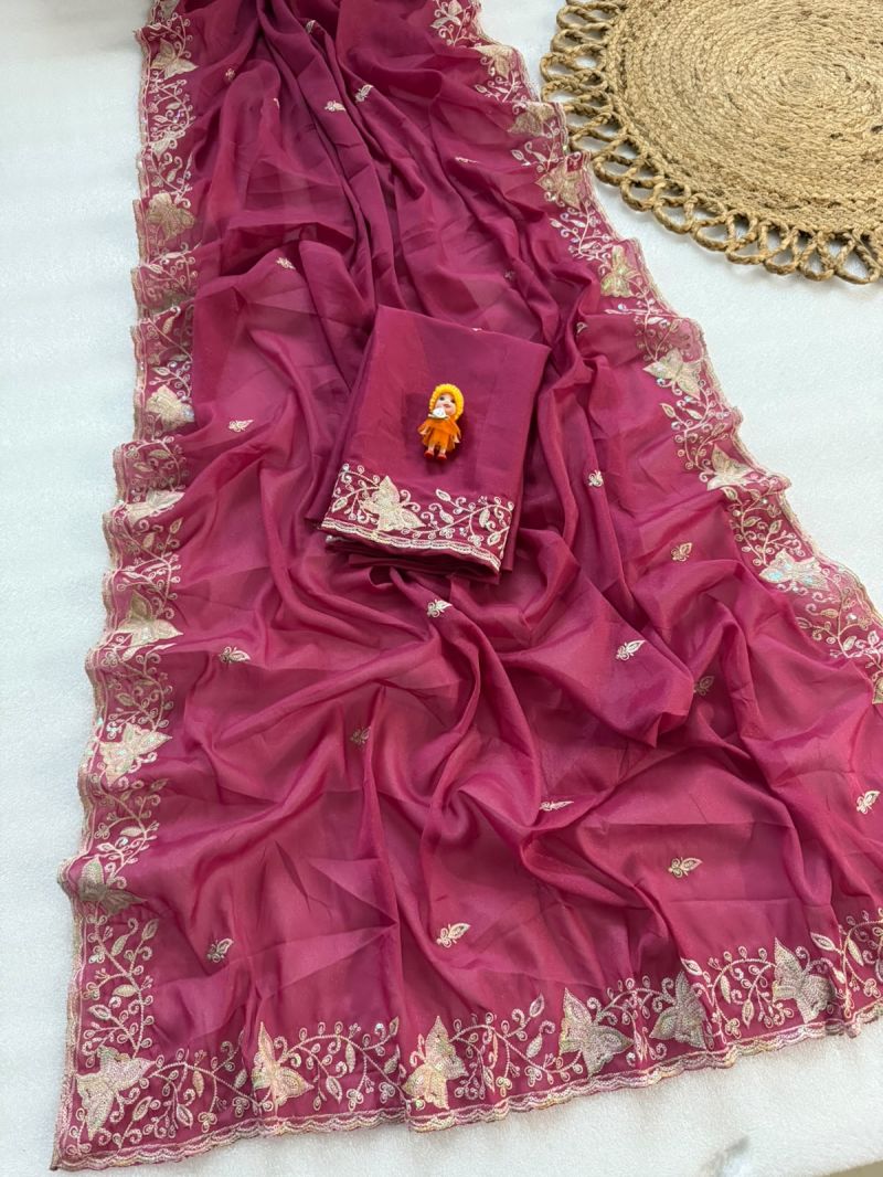 VT 903 T Star Georgette Embroidery Sequence Work Saree - Amrah Wholesale
