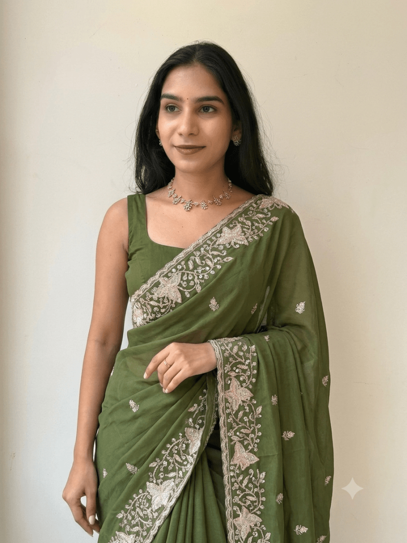 VT 903 T Star Georgette Embroidery Sequence Work Saree - Amrah Wholesale