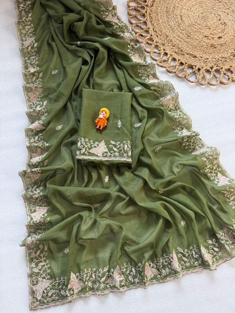 VT 903 T Star Georgette Embroidery Sequence Work Saree - Amrah Wholesale