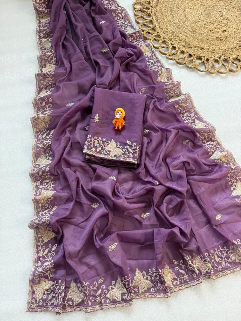 VT 903 T Star Georgette Embroidery Sequence Work Saree - Amrah Wholesale