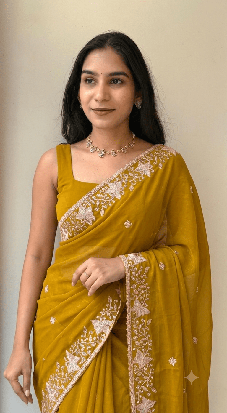 VT 903 T Star Georgette Embroidery Sequence Work Saree - Amrah Wholesale