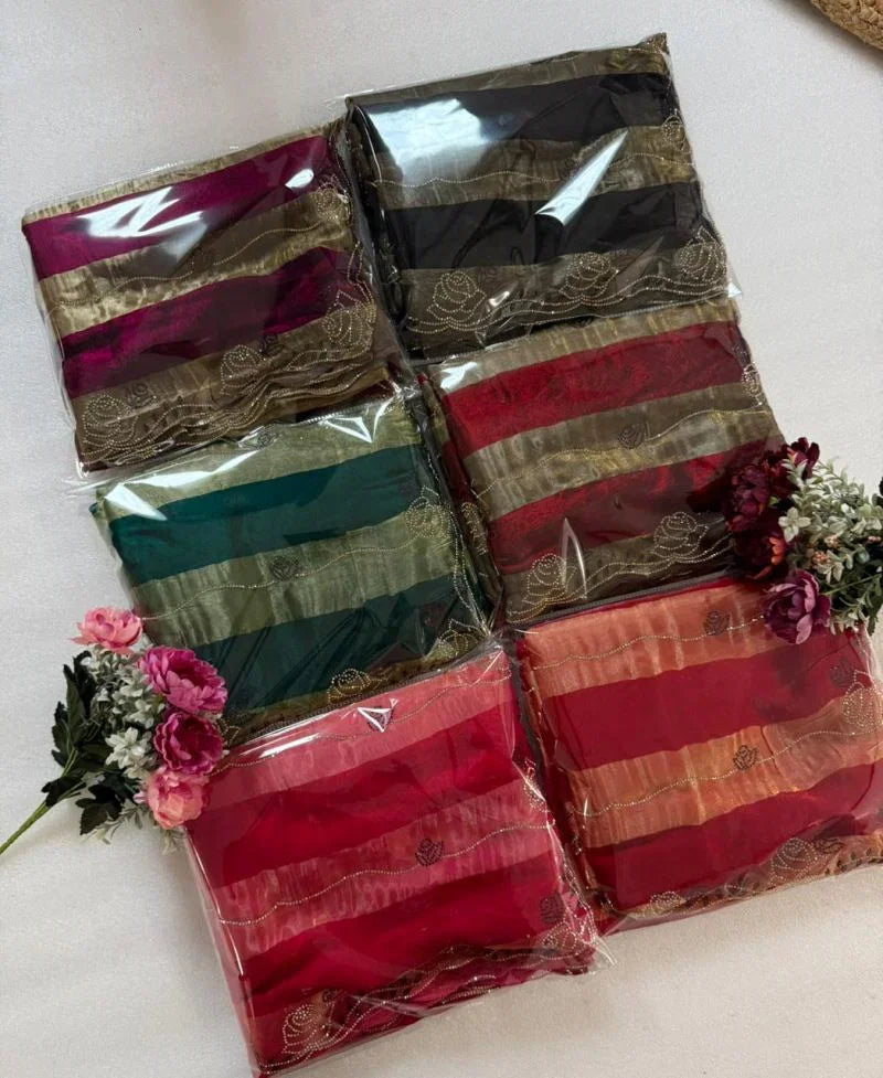 AMRAH WHOLESALE VT 906 T Space Silk Jharkhan Work Sarees