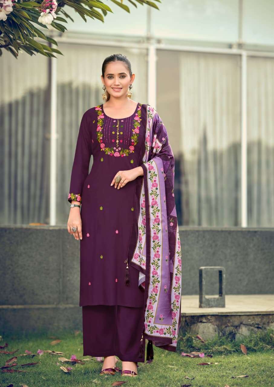 Woodee Bawree Premium Rayon Kurti Pant Dupatta Set
