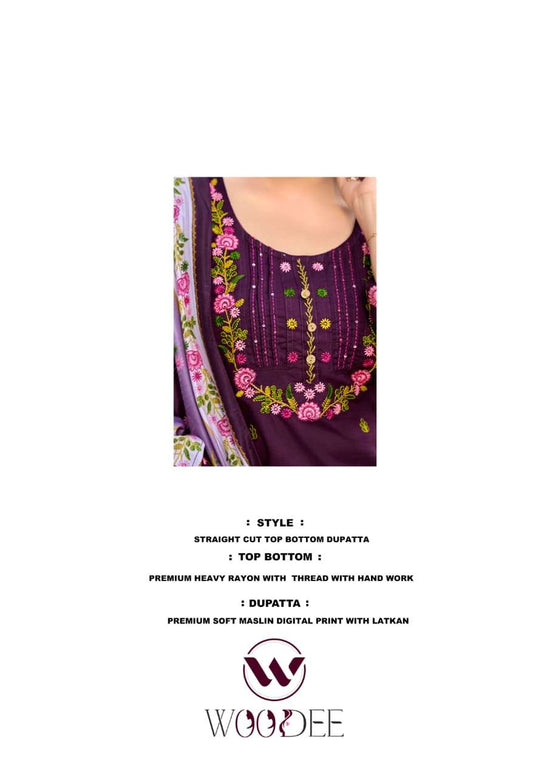 Woodee Bawree Premium Rayon Kurti Pant Dupatta Set