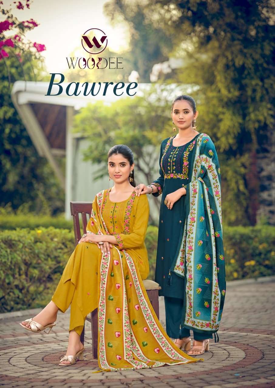 Woodee Bawree Premium Rayon Kurti Pant Dupatta Set