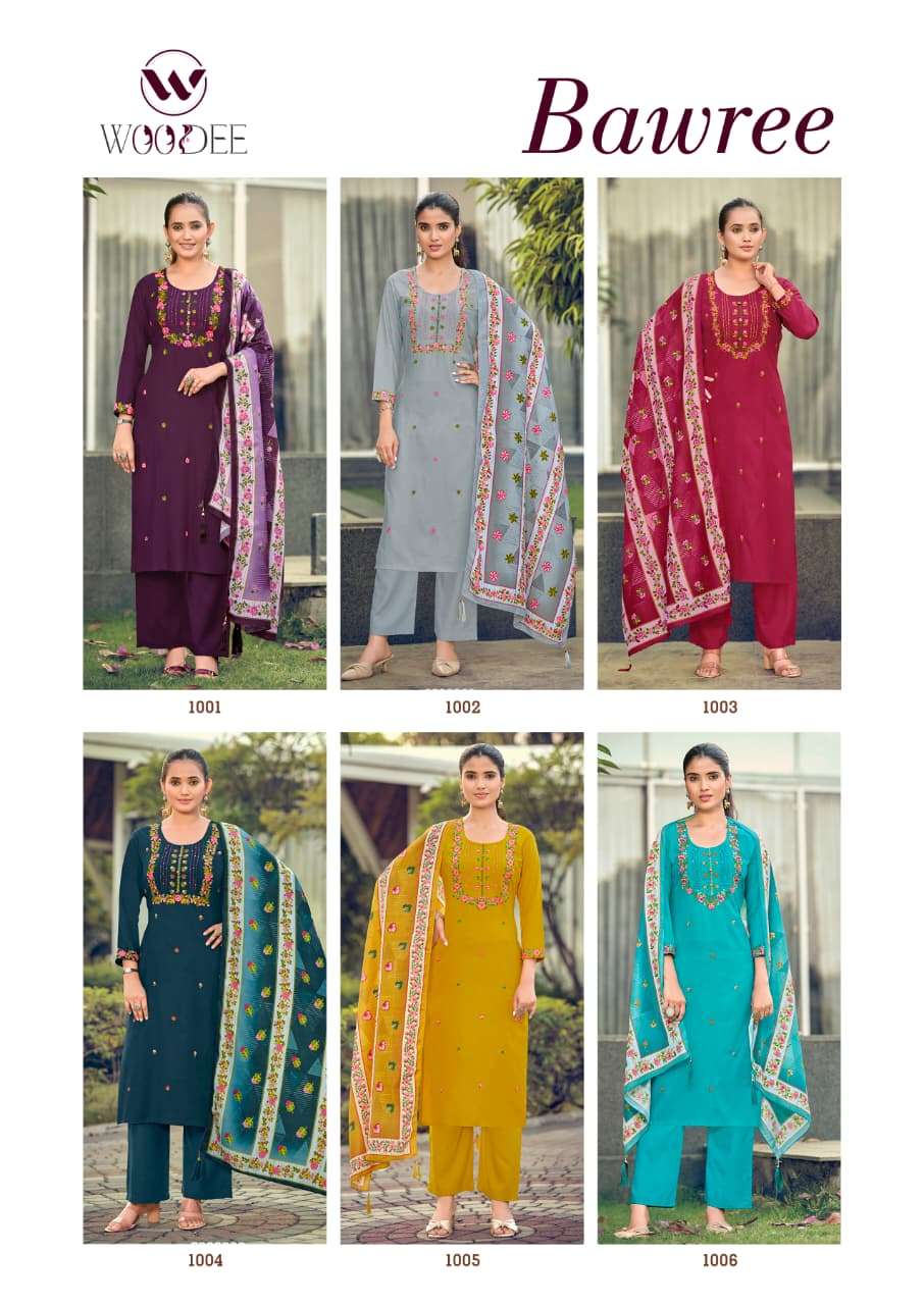 Woodee Bawree Premium Rayon Kurti Pant Dupatta Set