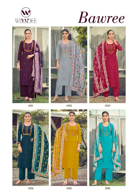 Woodee Bawree Premium Rayon Kurti Pant Dupatta Set