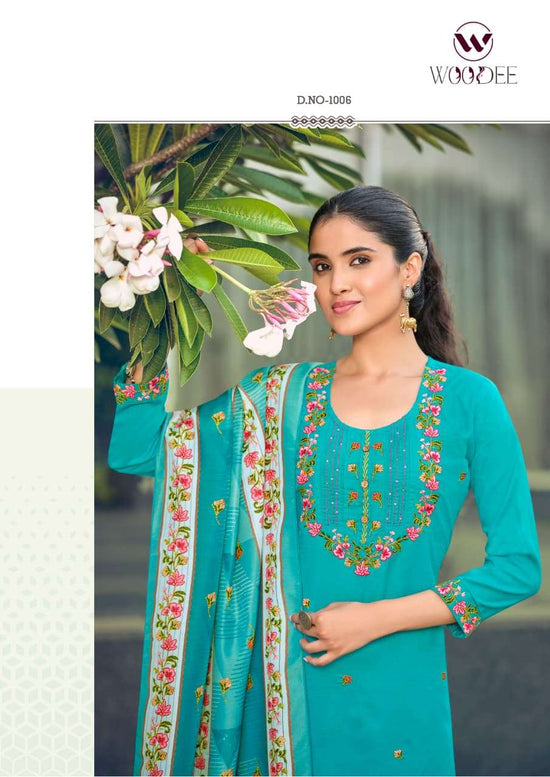 Woodee Bawree Premium Rayon Kurti Pant Dupatta Set