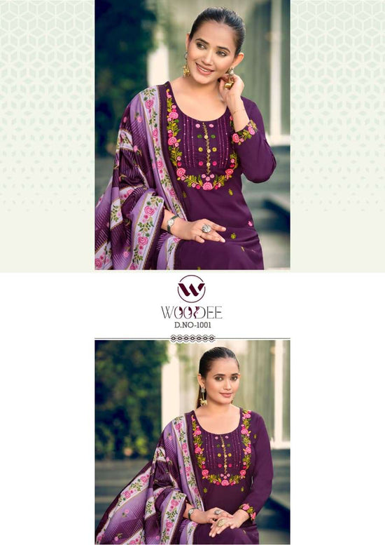 Woodee Bawree Premium Rayon Kurti Pant Dupatta Set