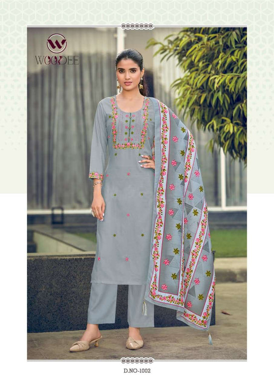 Woodee Bawree Premium Rayon Kurti Pant Dupatta Set