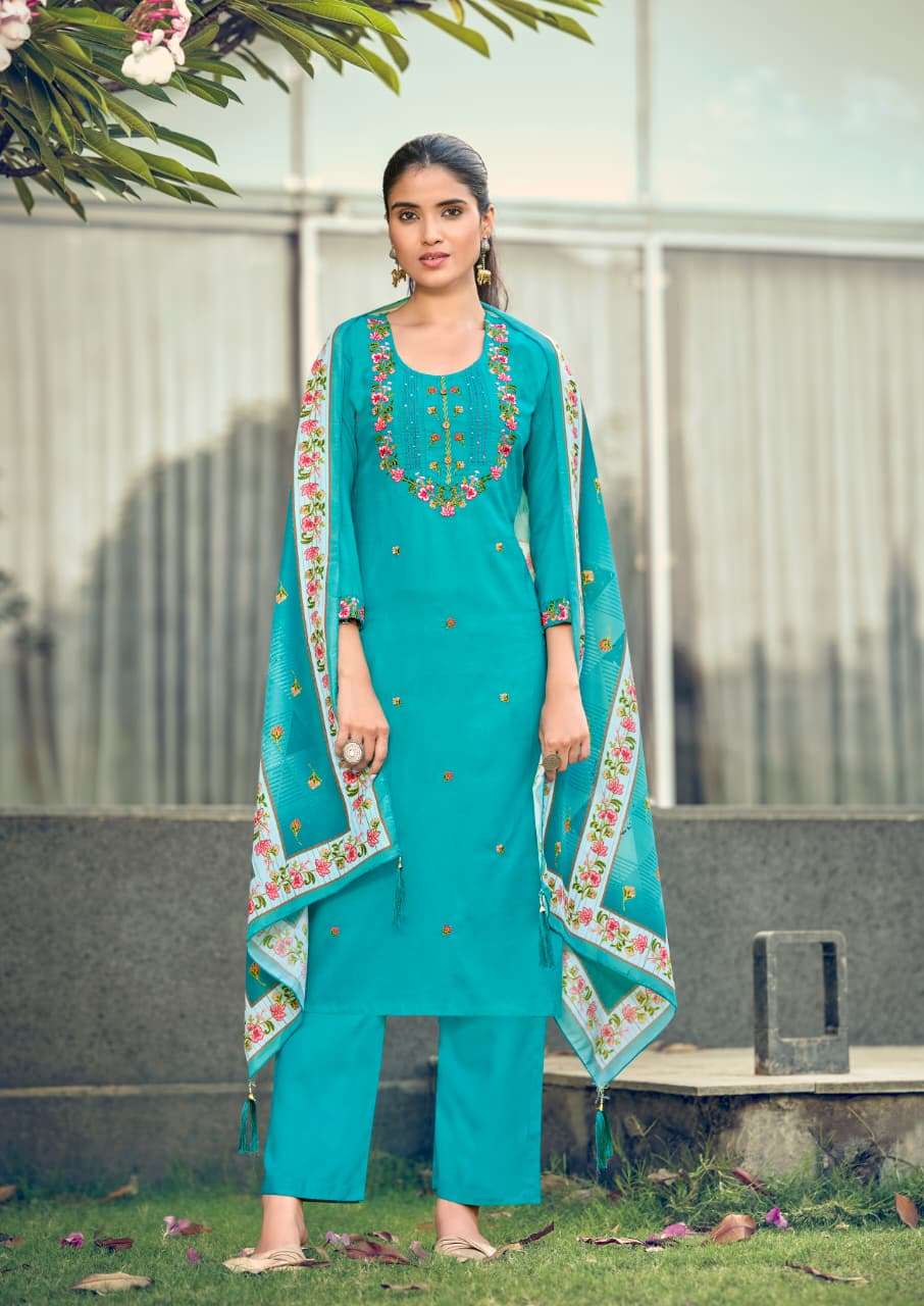 Woodee Bawree Premium Rayon Kurti Pant Dupatta Set