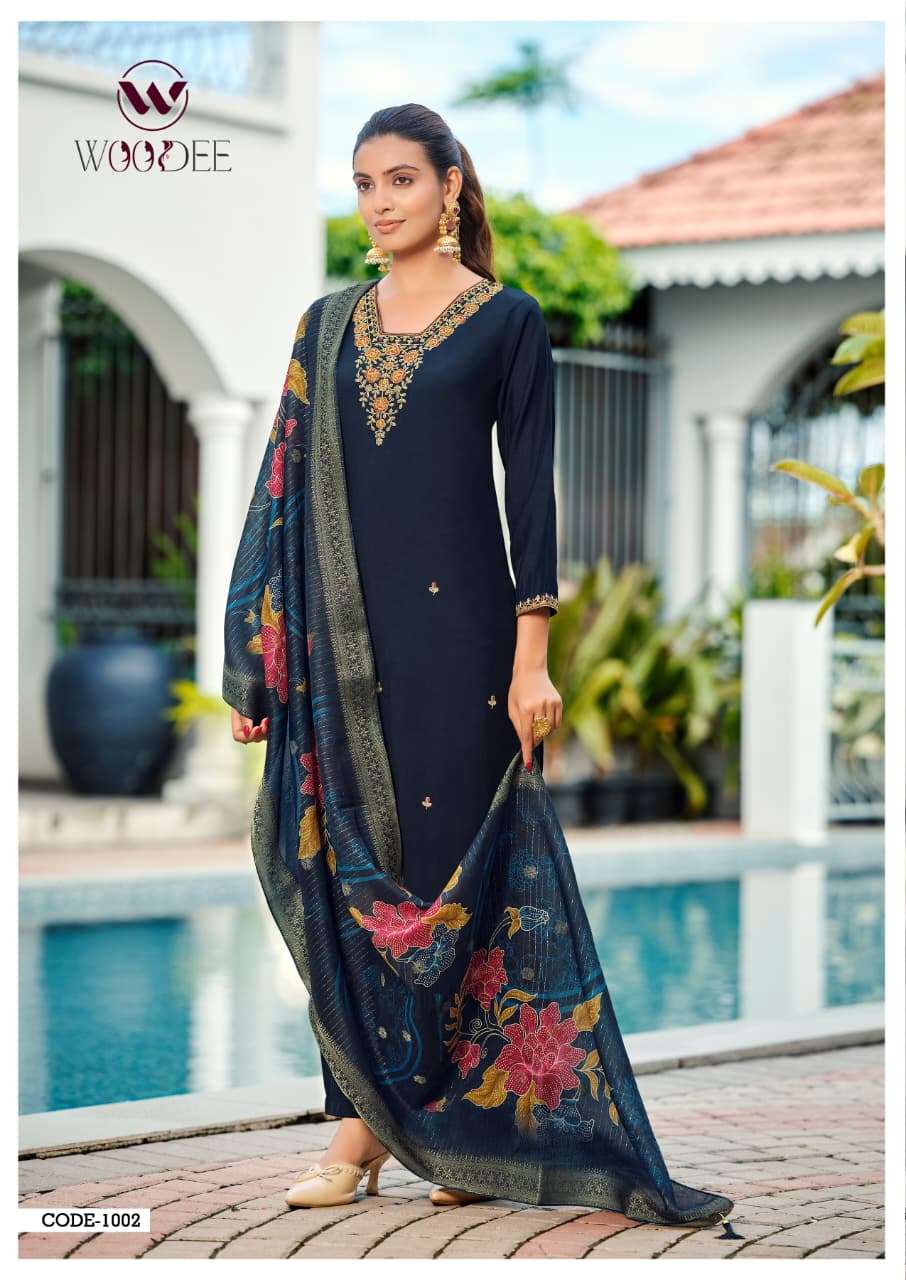 Woodee Devika Viscose Roman Salwar Suit Set