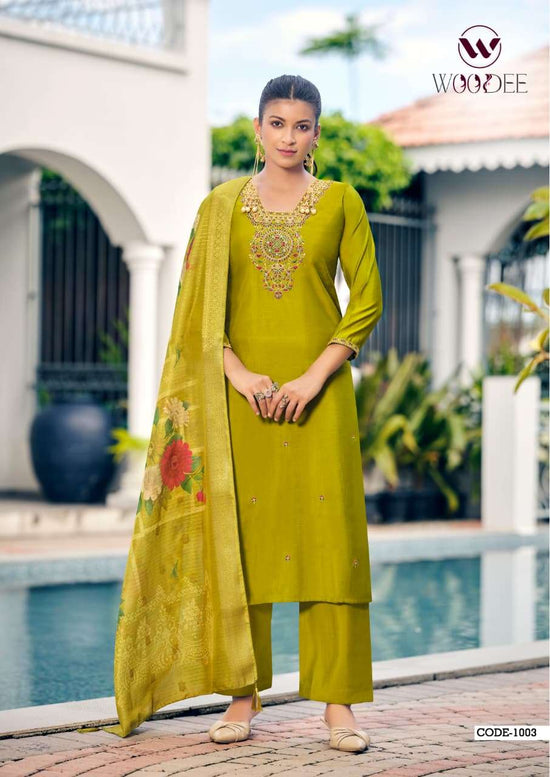 Woodee Devika Viscose Roman Salwar Suit Set