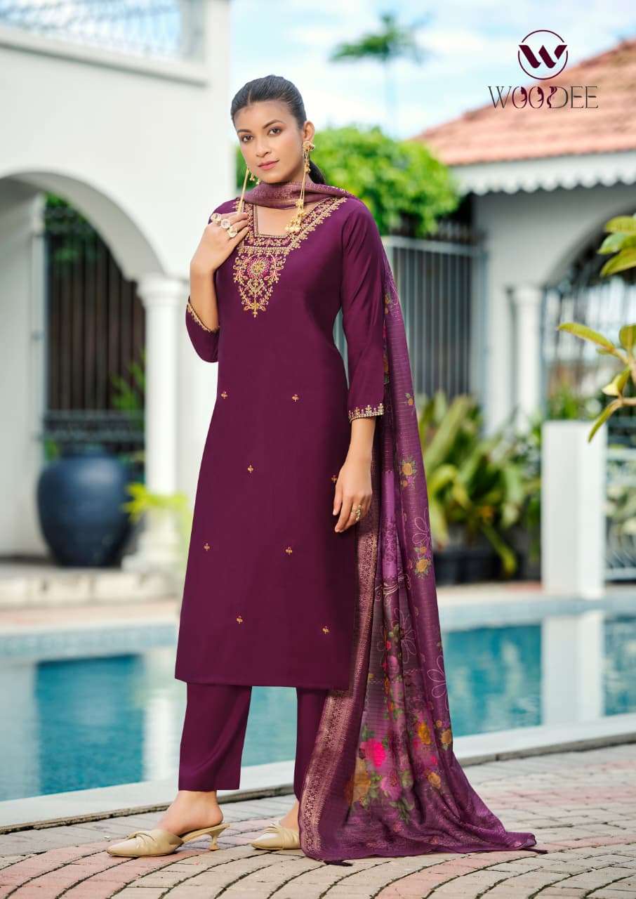 Woodee Devika Viscose Roman Salwar Suit Set
