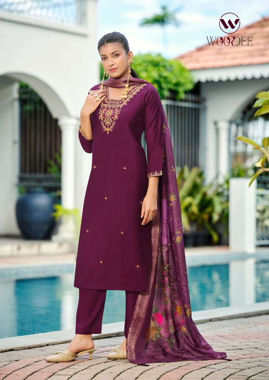 Woodee Devika Viscose Roman Salwar Suit Set