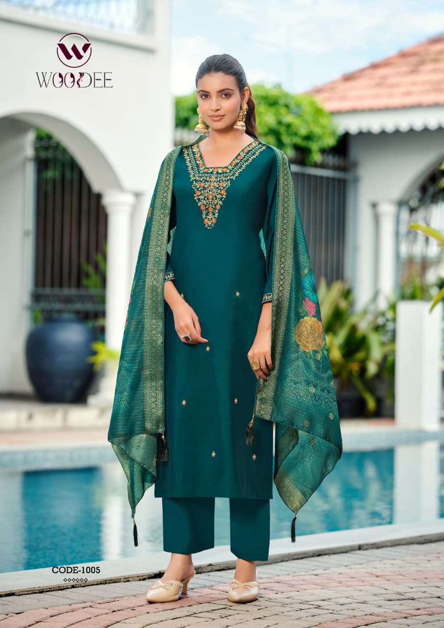Woodee Devika Viscose Roman Salwar Suit Set