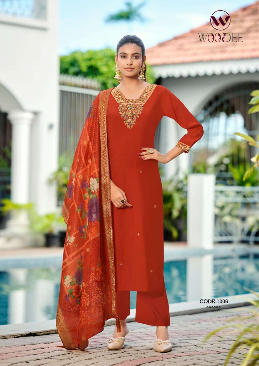 Woodee Devika Viscose Roman Salwar Suit Set