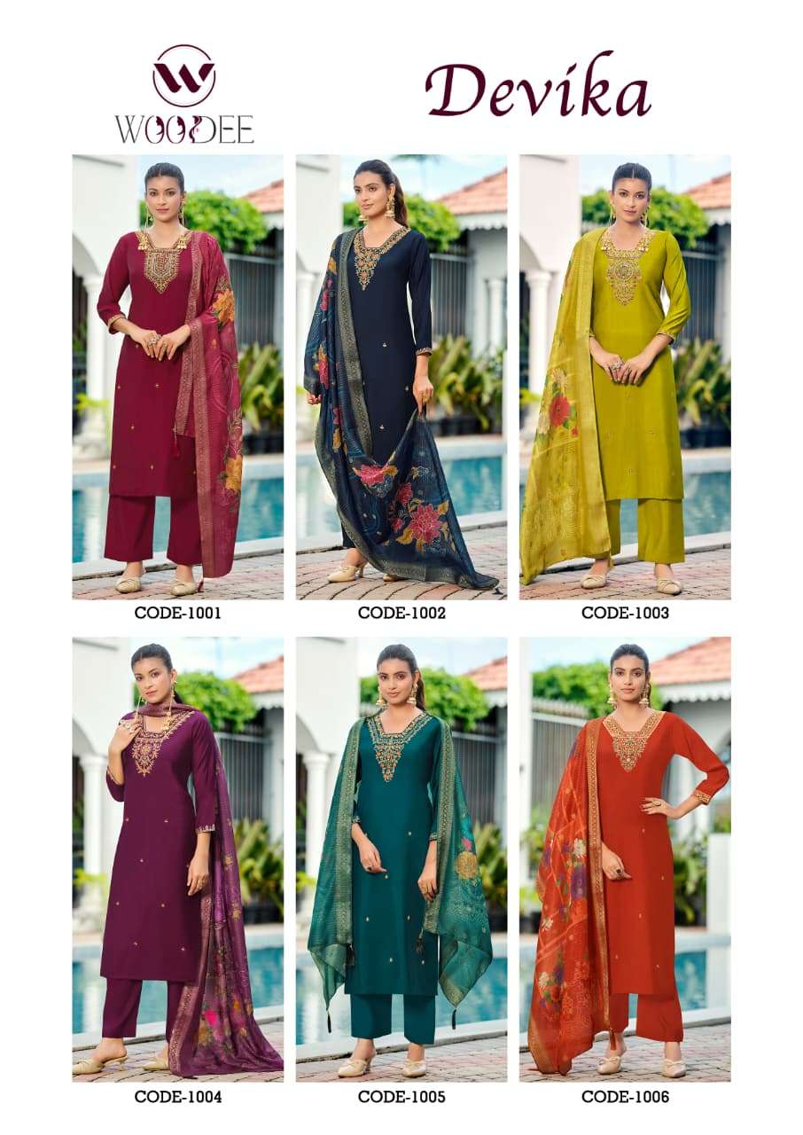 Woodee Devika Viscose Roman Salwar Suit Set