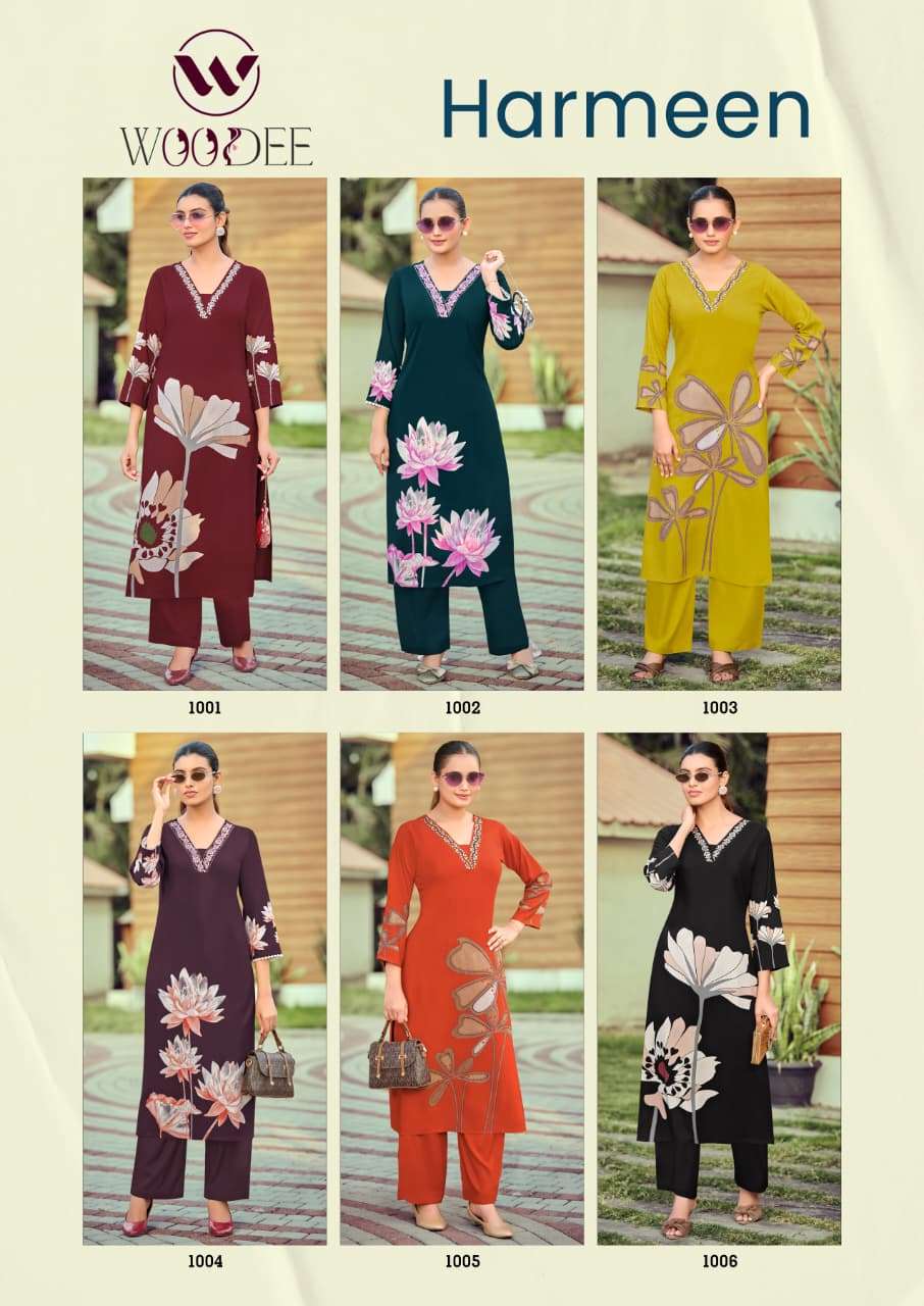 WOODEE Harmeen Rayon Printed Kurti Pant Set