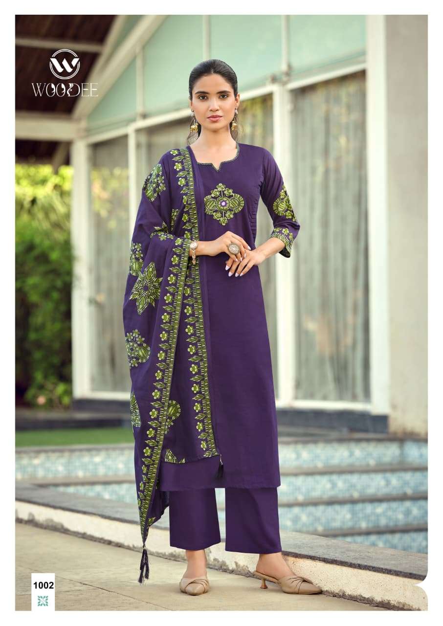 WOODEE HASEEN Cotton Embroidery Stitched Suit Set - Amrah Wholesale