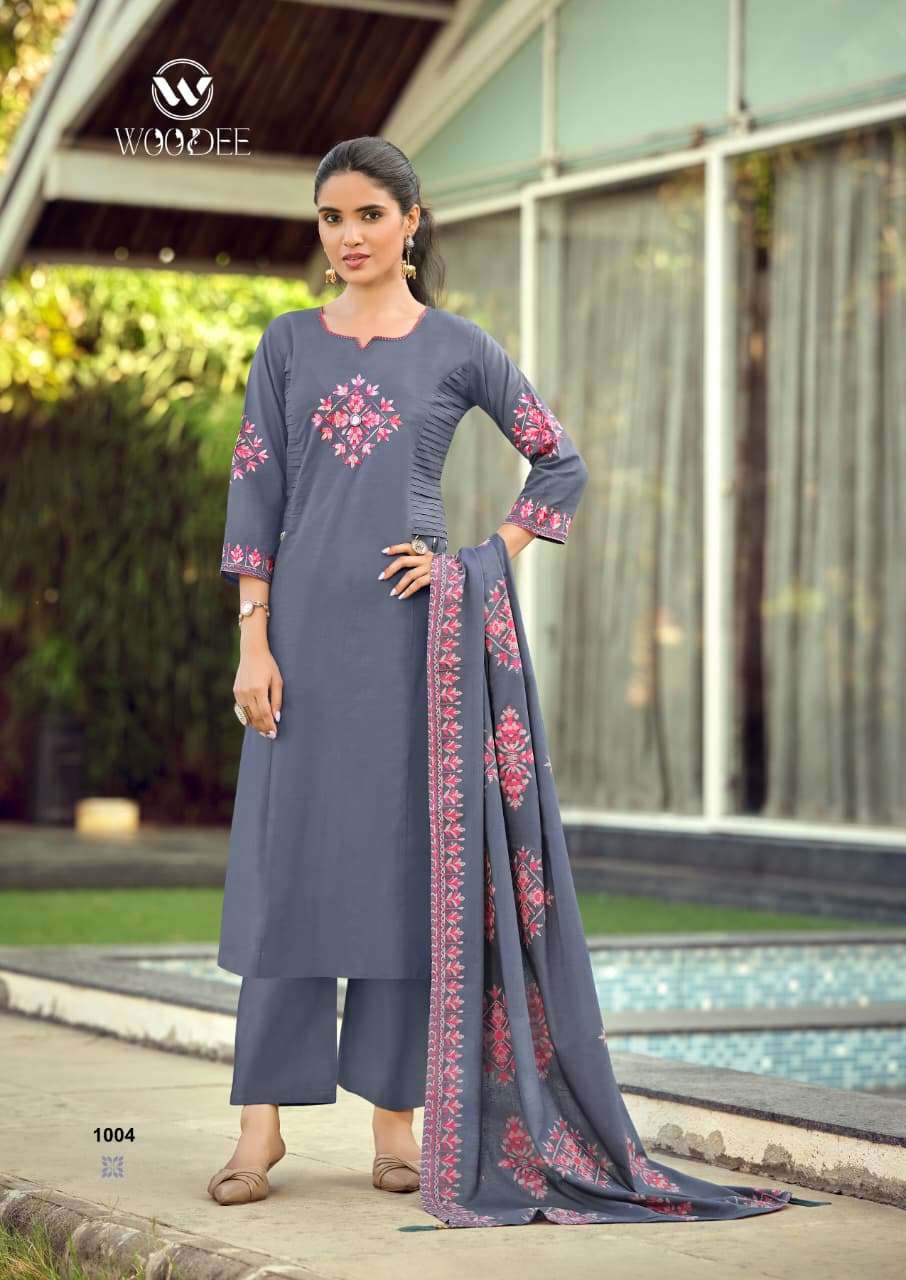 WOODEE HASEEN Cotton Embroidery Stitched Suit Set - Amrah Wholesale
